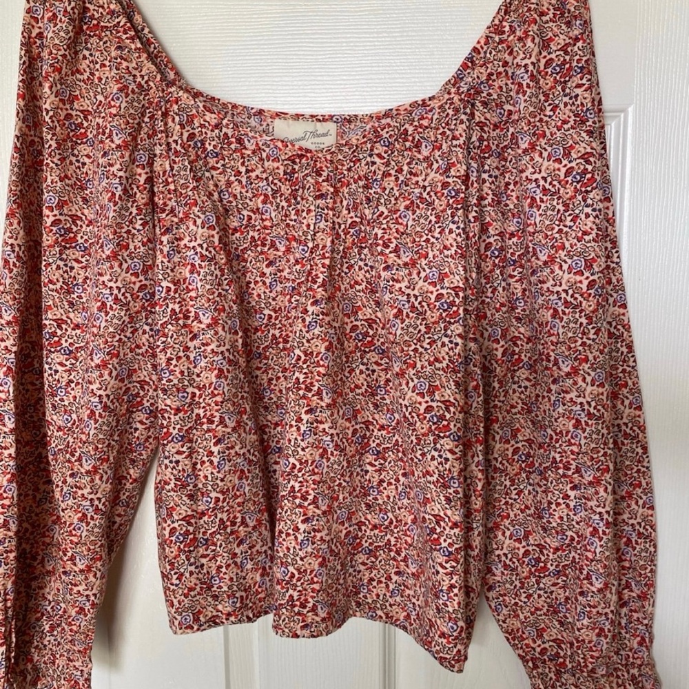 Universal Thread Red and Blue Floral Blouse